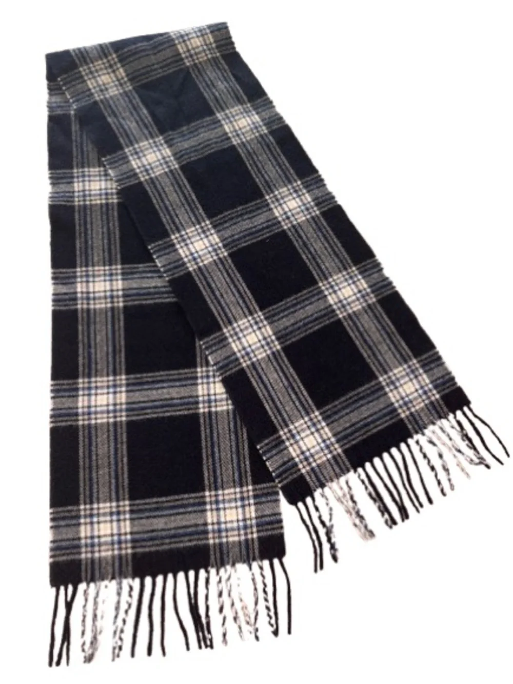 Michael Kors Men’s Classic Black Plaid Fringe Scarf